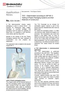 TOC – Determination according to USP 661.2 Testing of Plastic Packaging Systems and their Materials of Construction