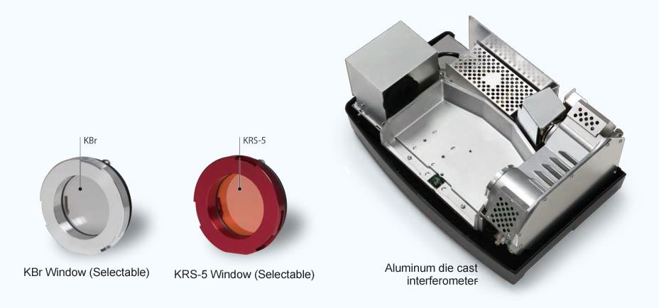 Selectable KBr and KRS-5 Windows, Aluminum die cast interferometer