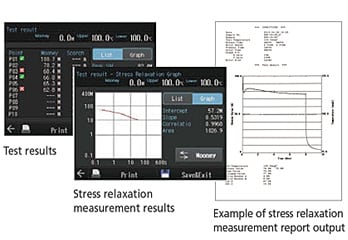 Test results/Stress relaxation measurement results/Example of stress relaxation measurement report output