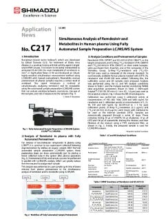 Simultaneous Analysis of Remdesivir and Metabolites in Human plasma Using Fully Automated Sample Preparation LC/MS/MS System