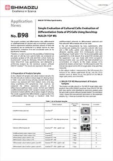 Simple Evaluation of Cultured Cells: Evaluation of Differentiation State of iPS Cells Using Benchtop MALDI-TOF MS