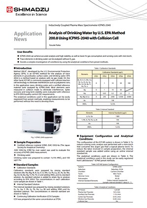 Analysis of Drinking Water by U.S. EPA Method 200.8 Using ICPMS-2040 with Collision Cell