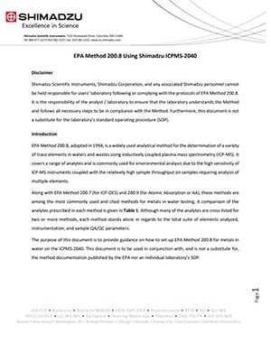 EPA Method 200.8 Using Shimadzu ICPMS-2040