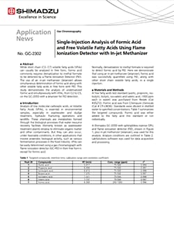 Single-Injection Analysis of Formic Acid and Free Volatile Fatty Acids Using Flame Ionization Detector with In-jet Methanizer