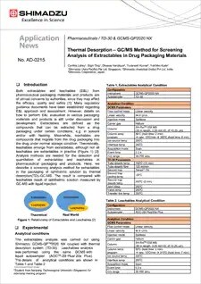 Thermal Desorption – GCMS Method for Screening Analysis of Extractables