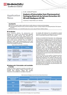 >Analysis of Extractables from Pharmaceutical Packaging Materials by Solvent Extraction-GC-MS