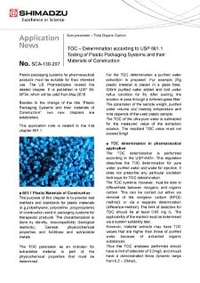 TOC – Determination according to USP 661.1 Testing of Plastic Packaging Systems and their Materials of Construction