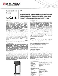 Determination of Molecular Mass and Quantification of Oligonucleotide Therapeutics Using Quadrupole Time-of-Flight Mass Spectrometer LCMS-9030