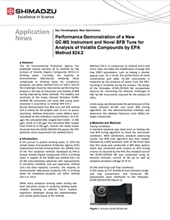 Performance Demonstration of a New GC-MS Instrument and Novel BFB Tune for Analysis of Volatile Compounds by EPA Method 524.2