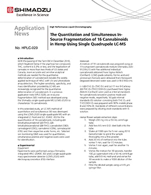 The Quantitation and Simultaneous In-Source Fragmentation of 16 Cannabinoids in Hemp Using Single Quadrupole LC-MS