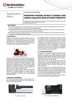 Multiresidue Pesticides Analysis in Norbixin Color Additive using GCMS-TQ8040 NX and LCMS-8050