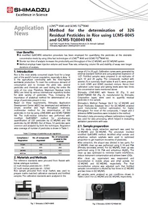 Method for the determination of 326 Residual Pesticides in Rice using LCMS-8045 and GCMS-TQ8040 NX