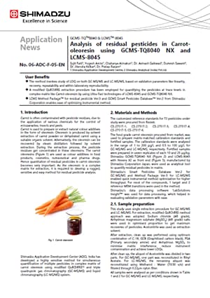 Analysis of residual pesticides in Carrot Oleoresin using GCMS-TQ8040 NX and LCMS-8045