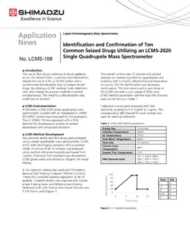 Identification and Confirmation of Ten Common Seized Drugs Utilizing an LCMS-2020 Single Quadrupole Mass Spectrometer