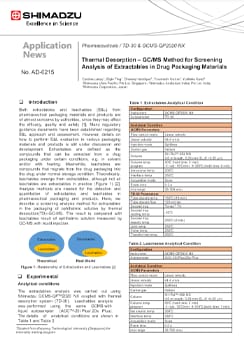Thermal Desorption - GC/MS Method for Screening Analysis of Extractables in Drug Packaging Materials