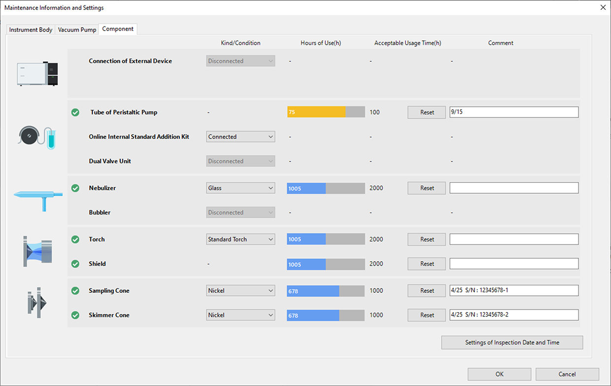 ICPMS Software Simple and Descriptive Maintenance Window