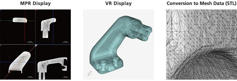 MPR Display, VR Display, Conversion to Mesh Data (STL)