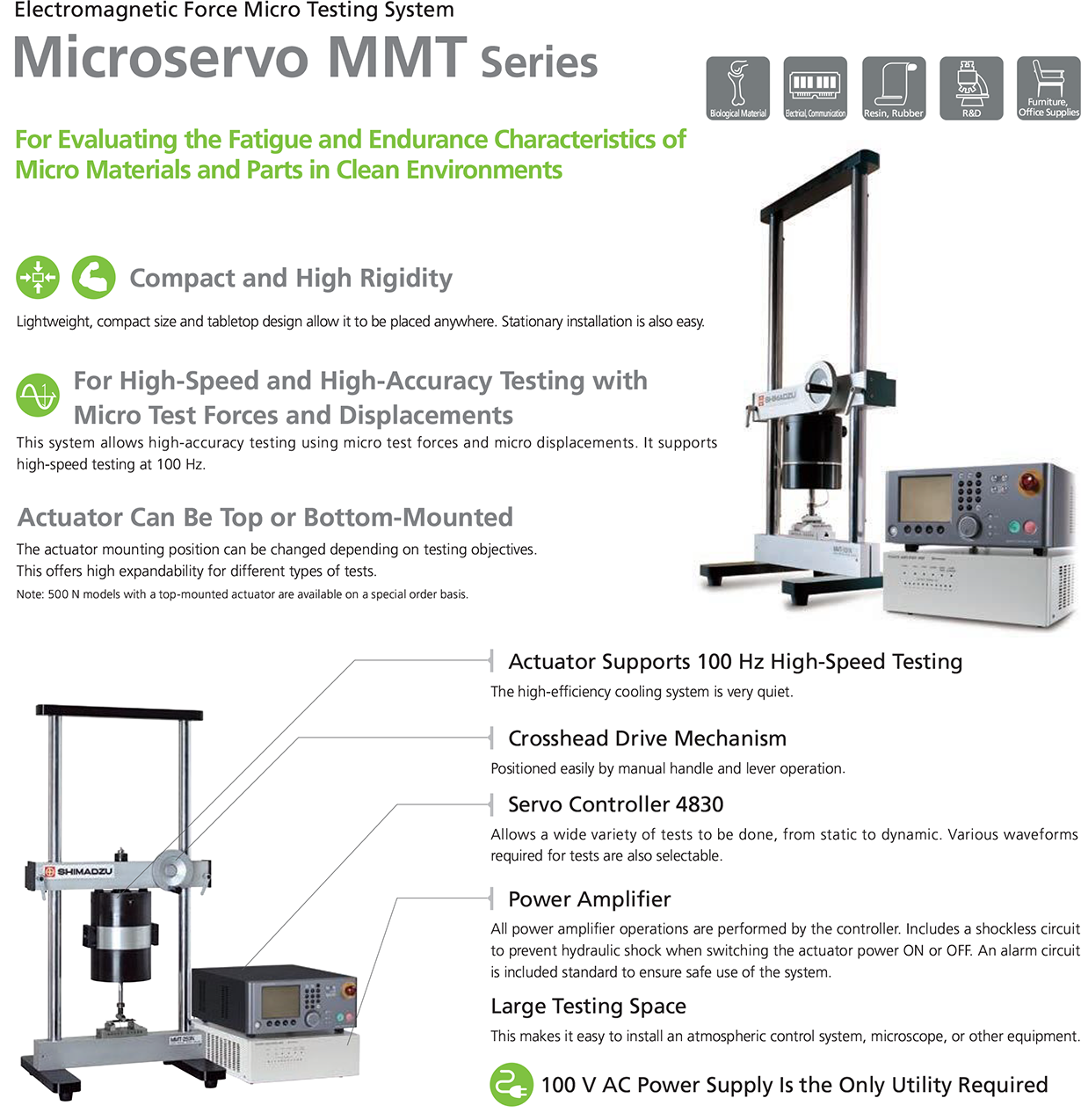 For Evaluating the Fatigue and Endurance Characteristics of Micro Materials and Parts in Clean Environments