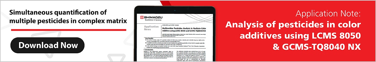 Multiresidue Pesticides Analysis in Norbixin Color
Additive usingLCMS-8050 and GCMS-TQ8040 NX