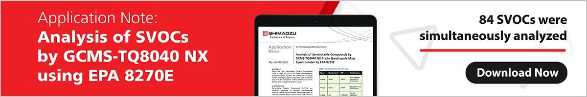 Analysis of Semivolatile Compounds by GCMS-TQ8040 NX Triple Quadrupole Mass Spectrometer by EPA 8270E
