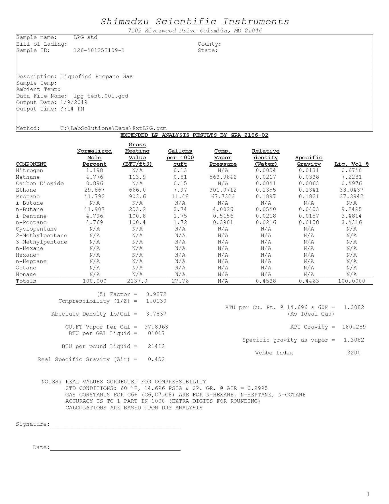 Example of Report (BTU format)