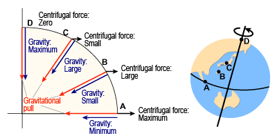 Reason Why Gravity Differs by Location (Latitude)